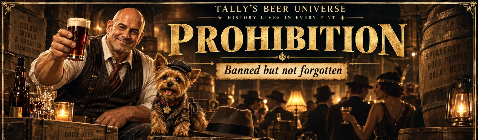 Artist's reconstruction: Tally and Pixie in the setting of Prohibition. Illustration in Tally's style, not a historical image.